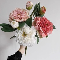Grandes pivoines artificielles luxueuses, style peinture à l'huile vintage, pour la décoration de salon, accessoires photo