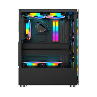 Boîtier d'ordinateur de jeu Lovingcool Black ATX Micro-ATX ITX en verre trempé avec ventilateur RGB, USB3.0, tour moyenne, pour ordinateur de bureau