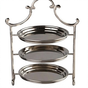 Bandeja Redonda de Acero Inoxidable de 3 Niveles para Servir Pasteles, Soporte para Exhibición de Postres y Frutas, Decoración de Mesa, Diseños Personalizables - Product Image 1