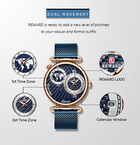 REWARD 62002M Luxury Fashion Mesh Belt Men <b>Watch</b> Analog Dual Dial Quartz Wristwatch Mens <b>Watches</b> Clock Male <b>Waterproof</b> <b>Watch</b> - Product Image 5