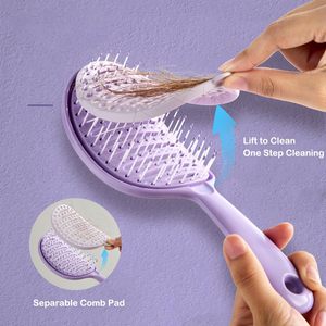 Factory Custom Fashion Easy-Cleaning ABS Nylon Vent Hair <b>Brush</b> Waterproof Massage Scalp <b>Detangling</b> TPR Cushion Paddle Shape Home - Product Image 2