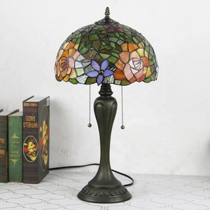 LongHuiJing 12Inch Handmade LED Tiffany Style Stained Glass Dome Desk <b>Lamp</b> E26 <b>Base</b> Simple Flexible AC Study Bedroom Decoration - Product Image 4