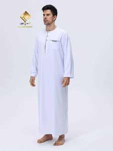 เสื้อโทบสีขาวสำหรับผู้ชาย Al Haramain คอกลม แขนยาว ผ้าฝ้าย สวมใส่สบายๆ ทุกวัน สไตล์ตะวันออกกลาง ระบายอากาศได้ดี ทรงปกติ - Product Image 4