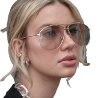 Kacamata Hitam Unisex Vintage Custom Bingkai Emas Model Klasik Mewah Trendy Terbaru Full Rim Double Beam Oversize Anti-Reflektif