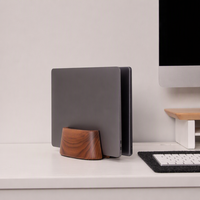Support vertical pour ordinateur portable en bois, organiseur de bureau, support pour ordinateur portable pour MacBook et ordinateur portable, économiseur d'espace