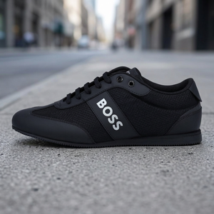 SUPREX ENTERPRISES Sneakers basses en cuir véritable noir et blanc Rusham, personnalisables au laser, anti-odeur, imprimé léopard - Product Image 5