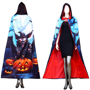 Capa con estampado de calabaza, bruja, murciélago y <span class=keywords><strong>hombre</strong></span> <span class=keywords><strong>lobo</strong></span> para fiestas y actuaciones - Product Image 5