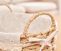 Paniers de rangement décoratifs en osier tressé avec poignées et doublures, paniers de service en corde de papier style bohème pour étagères