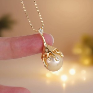 31300 Accessoires de perles DIY Pendentif en argent S925 avec perles de 11-13 mm Plaqué rhodium Support vide Collier simple Matériau principal or - Product Image 4