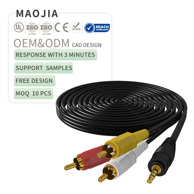 3.5mm Stereo TRRS to 3RCA a Pair of Three Lotus Head Video Amplifier Sound Box Connection Cable AV in Three Audio Visual Cable
