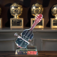 Trophée en cristal sur mesure, instrument de musique violon, design gravé sablé, thème sportif, logo gravé, cadeau d'affaires, coffret cadeau