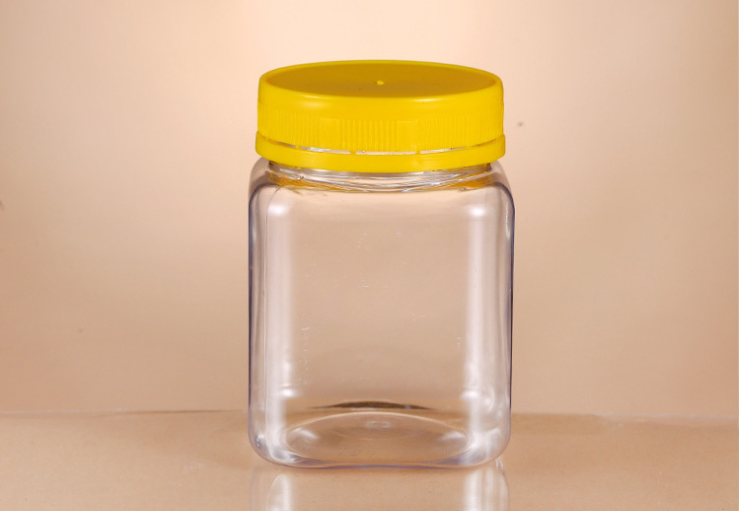 Empty 250g 500g 1000g plastic honey jar container Clear Pet Square jar with tamper evident lid