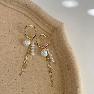 <strong>Custom</strong> Handmade <strong>Jewelry</strong> Gold Pearl Tassel Earrings Boho Pearl Drop Dangle Earring Gold Long Tassel Pearl Earrings <strong>Jewelry</strong> <strong>Supply</strong> - Product Image 6