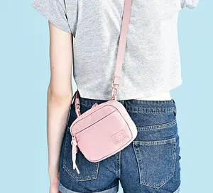 Сумка кросс-боди Женская из розовой ткани, миниатюрный мессенджер-слинг для девушек с возможностью нанесения логотипа на заказ