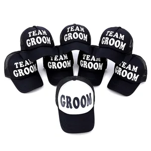 new GROOM & TEAM GROOM men wedding Baseball Cap Hat black with Print Stag Do Party Hats