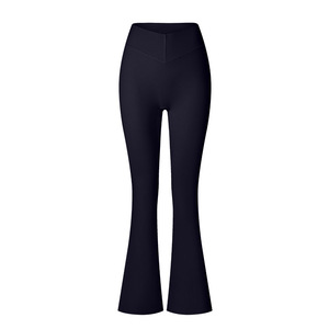Leggings de yoga à taille haute en forme de V entièrement personnalisés, taille élastique, extensible dans les quatre sens, sans couture, légers, confortables, de haute qualité pour femmes - Product Image 4