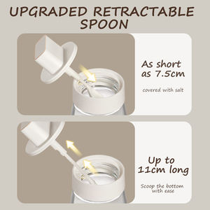 Pot à épices avec cuillère rétractable, hermétique, en verre <span class=keywords><strong>sans</strong></span> plomb de qualité alimentaire, pour <span class=keywords><strong>sel</strong></span>, <span class=keywords><strong>sucre</strong></span>, condiments de cuisine - Product Image 5