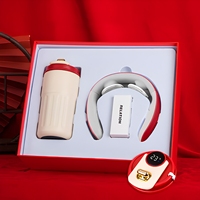 Ensemble cadeau d'entreprise personnalisé Anji Newell avec logo, tasse thermique en acier inoxydable, masseur pour le cou et batterie externe pour cadeaux de bureau de luxe