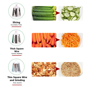 Multipurpose Kitchen Gadget 3 em 1 Aço Comida De Plástico Mão Crank Chopper Rotary Vegetable Cutter Cenoura Slicer Ralador - Product Image 4