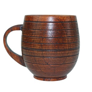 Tasse en bois de style japonais, avec poignée en bois de jujube massif, design oriental, style simple, pour boisson, idéale pour offrir en cadeau. - Product Image 5