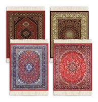 4 pièces Vintage Mini tapis tapis de souris et sous-verres orientaux drôle tapis de souris Floral persan tapis Style tapis de bureau sous-verres