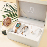 Miboni 2023L Montre-bracelet vintage japonaise à mouvement Seiko à quartz, ensemble avec bracelet, collier et bijoux, coffret cadeau pour femme