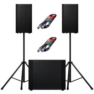 Meilleur haut-parleur actif XPRS152 de 15 pouces de haute qualité et deux enceintes sur pieds avec câbles XLR inclus, subwoofer noir - Product Image 1