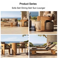 Ensemble de canapés de jardin en teck haut de gamme pour hôtels, resorts et villas, résistant à l'eau, pour cour, en bois de teck moderne