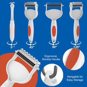 Cepillo Portátil de Plástico y Acero Inoxidable para Aseo de <span class=keywords><strong>Perros</strong></span> y Gatos, Peine para Eliminar Pelo Muerto y Desenredar, Rastrillo para Subpelo - Product Image 3