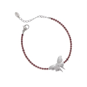 High Quality Jewelry Gold Plated Stainless Steel <b>Bracelet</b> <b>Crystal</b> Link Chain Butterfly Charm Zircon Tennis Chain <b>Bracelet</b> - Product Image 1