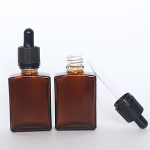 30ml フロストマットホワイトガラスボトル1オンス ブラックドロッパーボトル/30ml スクエアアンバーガラスボトル/化粧品ガラスボトル - Product Image 3