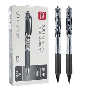 Bolígrafo de Gel Deli S801 Lineflow, Punta de 0.5mm, Negro, para Oficina y Escuela - Product Image 1
