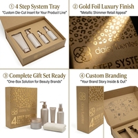 Boîte cadeau cosmétique de luxe sur mesure haut de gamme avec fermeture magnétique, gaufrage à chaud or, pour ensemble de soins du corps et de la peau, emballage découpé