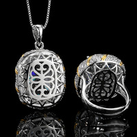 Parure de bijoux pour femme tendance, en laiton incrusté de zircon, plaqué bicolore, motif nid d'oiseau, noir et gris, pour soirée