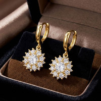 Boucles d'oreilles pendantes JIAO BLING en moissanite 1 carat, argent S925, motif tournesol, pour femme, certifiées GRA, incrustées de diamants, vente en gros