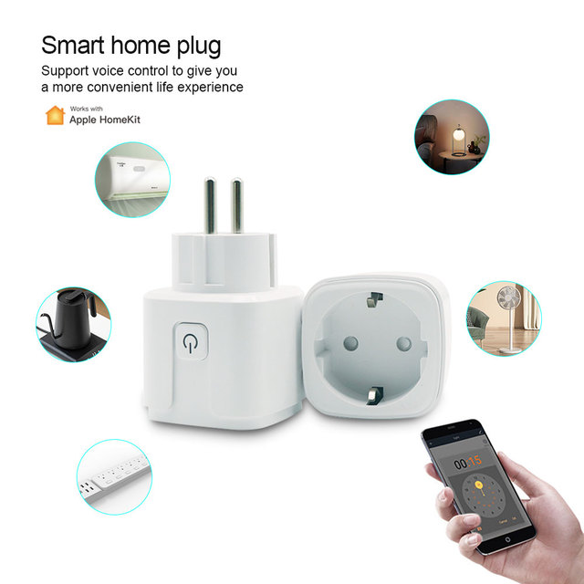 Tuya 16A 110~220V WIFI Wireless Smart Home Alexa Remote Control Power Sockets EU Smart Plugs with Matter Protocol Apple HomeKit