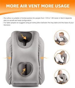 Wholesale 50cm Premium Flocked PVC <b>Inflatable</b> Neck Pillow Portable Travel Pillow for Airplanes <b>Cars</b> Buses Trains Napping - Product Image 2