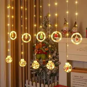 Led Copper String Light 3m Circle LED Copper Wire Curtain Lighting Room Window Holiday Indoor Christmas Santa Claus Snowman LED String Lights With Plug
