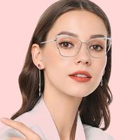 Nouvelles lunettes de soleil pour femmes, style œil de chat, monture intégrale en métal, verres PC, anti-lumière bleue, pour l'intérieur et l'extérieur