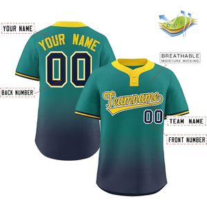 Maillot de baseball unisexe personnalisé à dégradé, boutonné, anti-humidité, avec nom, numéro et logo d'équipe sublimés - Product Image 2
