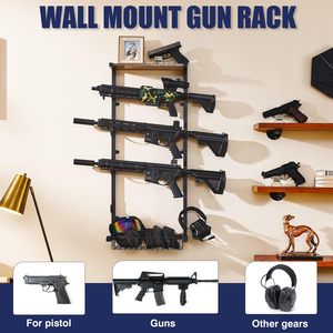 Support mural pour 4 <span class=keywords><strong>fusils</strong></span> avec panier de rangement, support pour <span class=keywords><strong>fusils</strong></span> et présentoir à armes, vente en gros d'usine et sur mesure - Product Image 4