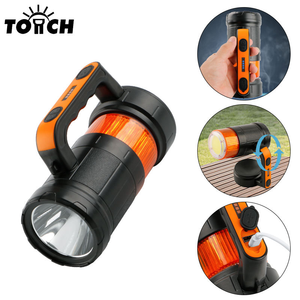 Projecteur double lumière 7 modes, batterie externe, réglage 360°, anneau COB orange, avertissement rouge, rechargeable USB, lampe de <span class=keywords><strong>camping</strong></span> extérieure - Product Image 1