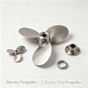 Hélice marine en acier inoxydable à 3 pales pour bateau de pêche, yacht, navire, moulée sous pression + usinée CNC et sablée - Product Image 5