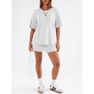 Conjunto de Verano de 2 Piezas FOXA, Top Holgado y Pantalones Cortos con Bolsillos, Atuendo Casual Transpirable para Mujer - Product Image 6