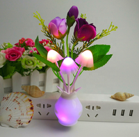 Veilleuse Champignon Mignonne à Prise EU&US, Lumière de Nuit LED Décorative Fleur Rose pour Chambre