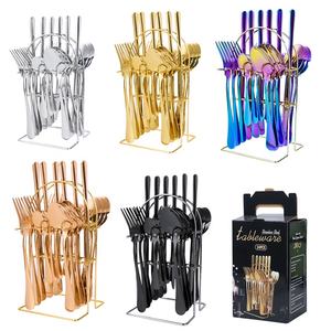 Juego de cubiertos dorados de lujo, cuchillo, tenedor, cuchara, caja de regalo, <span class=keywords><strong>2023</strong></span> - Product Image 2