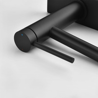 Robinet de salle de bain moderne noir mat haut, mitigeur monocommande en laiton pour lavabo, à poser sur comptoir, avec panneau de robinetterie en céramique