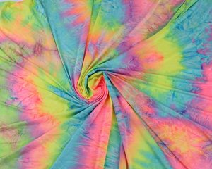 Rainbow Tie-Dye Spandex Fabric, 4-Way Stretch Elastic Material for Sewing Swimwear & Sportswear - Product Image 1