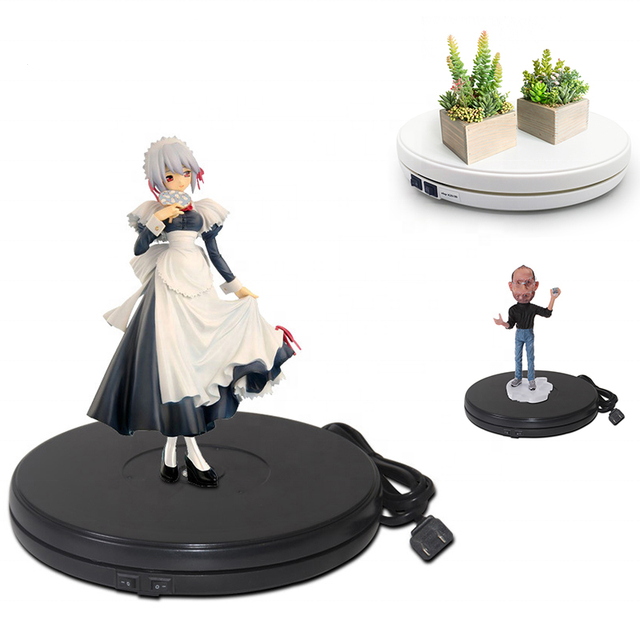 White 25cm LED Photo 360 Degree Electric Rotating Turntable Rotating Display Stand for Photography Jewelry Watch Digital Product