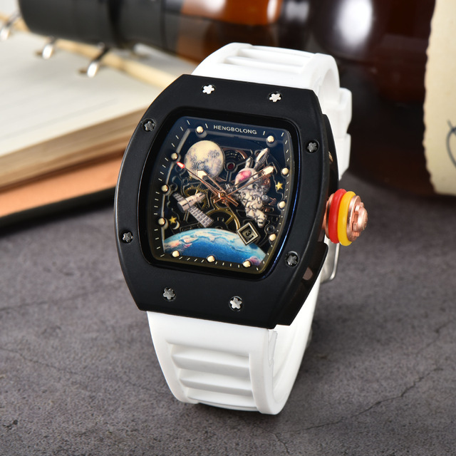 Men's 8122 Personalized Watch, Space-style Watch Dial with Hollow Design and Fashionable Desi Brand LOGO Can Be Customized.gn.